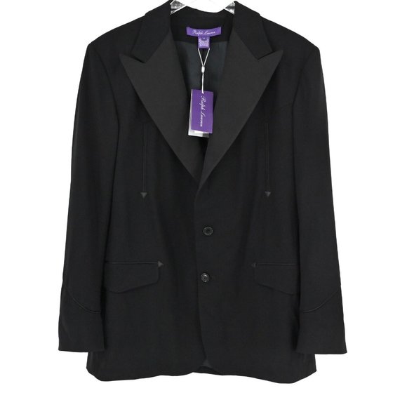 Ralph Lauren Purple Label Jackets & Blazers - NEW RALPH LAUREN Purple Label Womens Black Wool Blazer Jacket Size 14 MSRP $2690